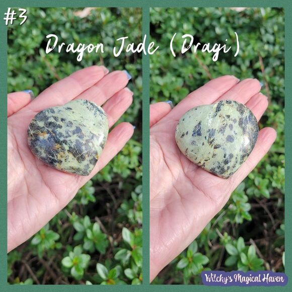 Dragon Jade Dragi Gemstone Crystal Heart - Picture 1 of 3